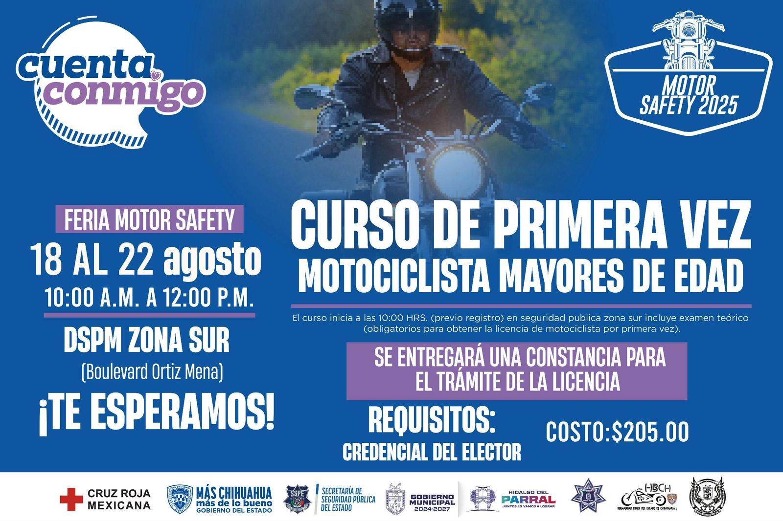 Invita Gobierno de Parral a curso para obtener licencia de conducir para motociclistas
