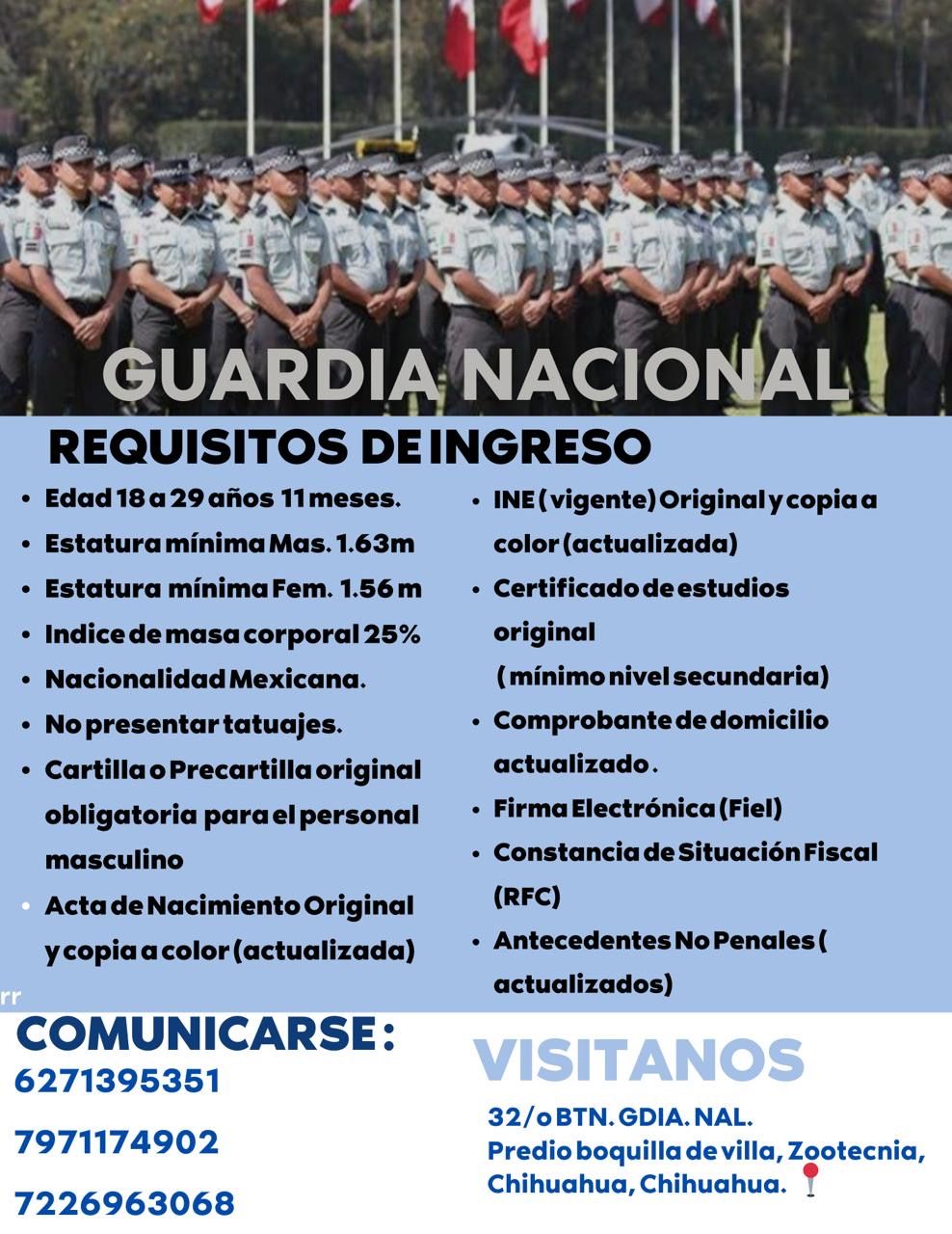 Guardia Nacional abre convocatoria de reclutamiento en Chihuahua