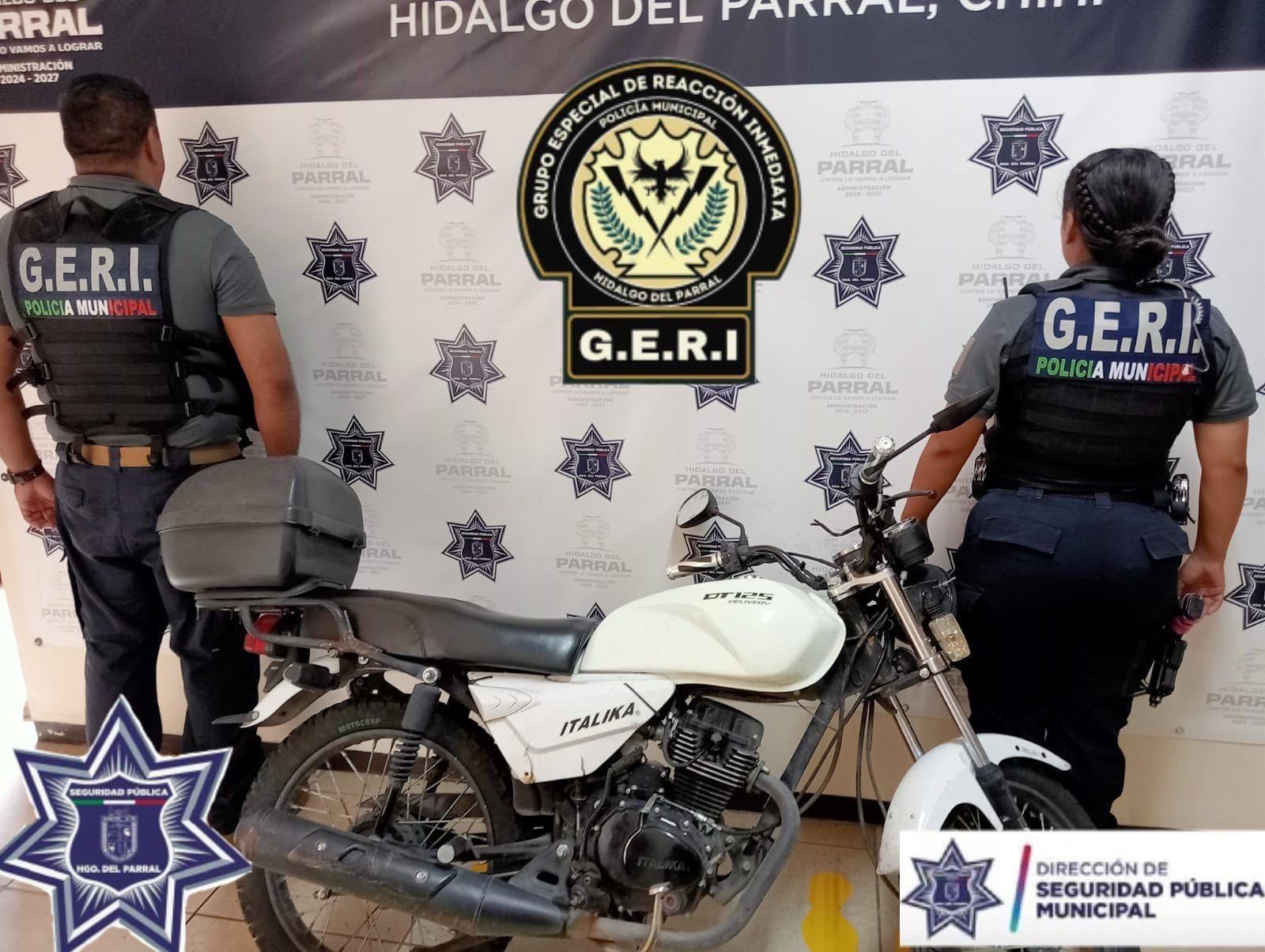 Policía Municipal recupera motocicleta robada en Parral