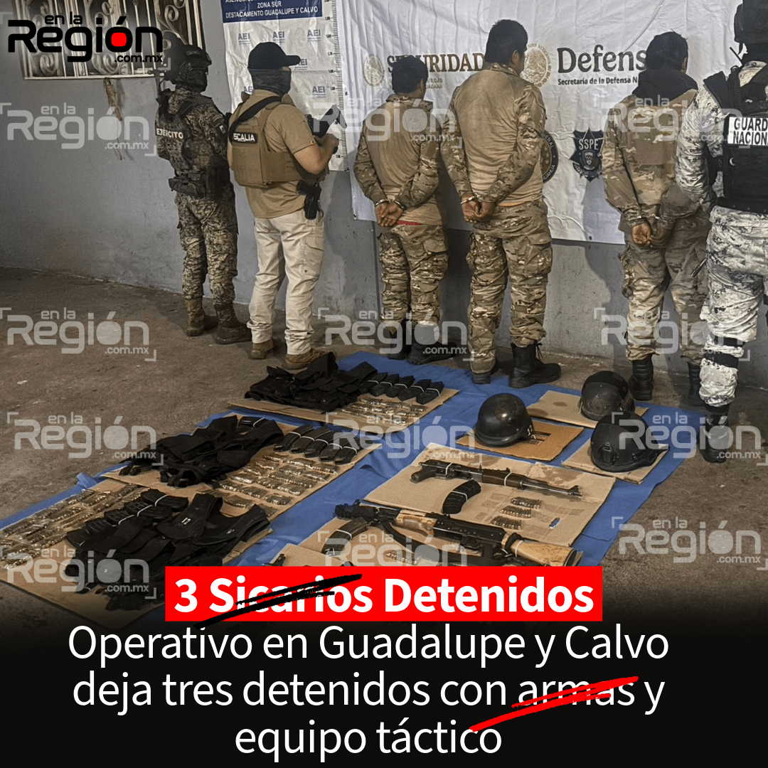 Detienen a 3 hombres armados en Guadalupe y Calvo; investigan posible vínculo con doble homicidio
