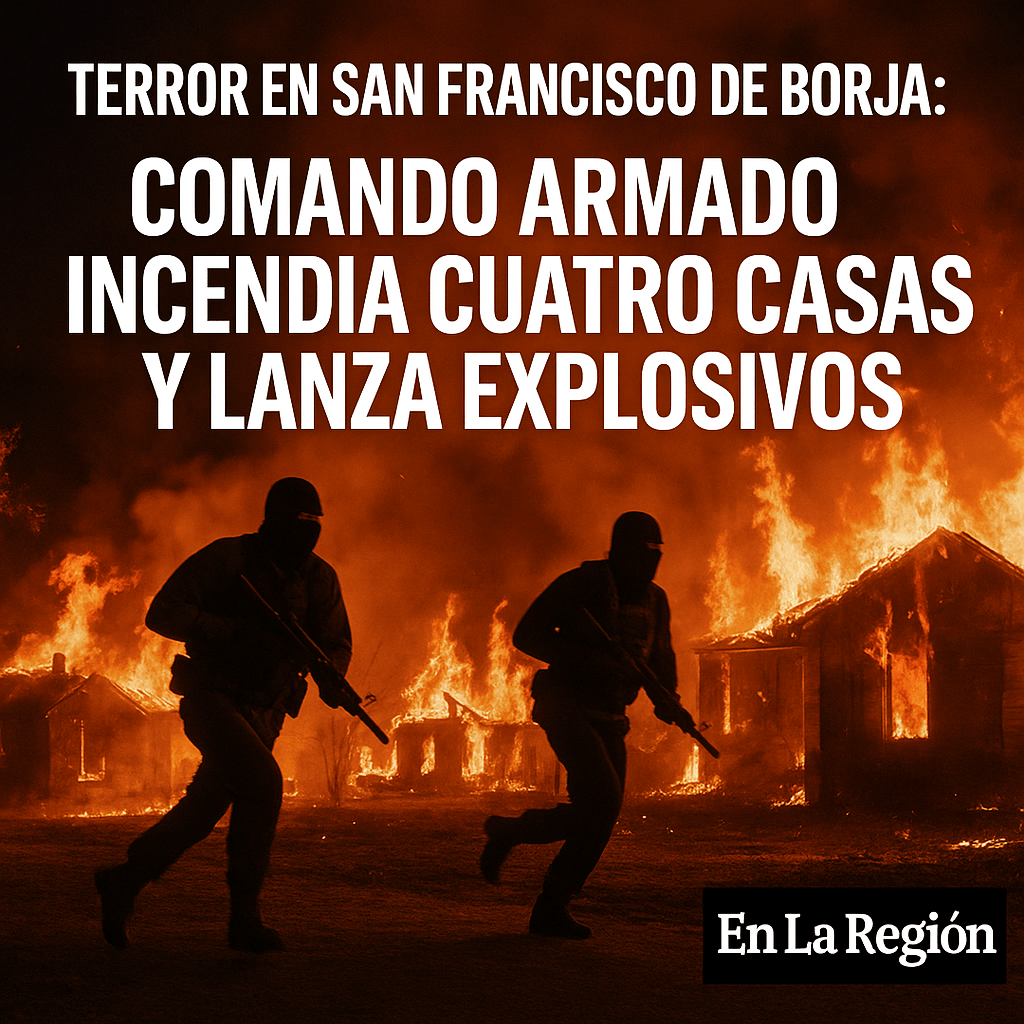 Terror en San Francisco de Borja: comando armado incendia cuatro casas y lanza explosivos