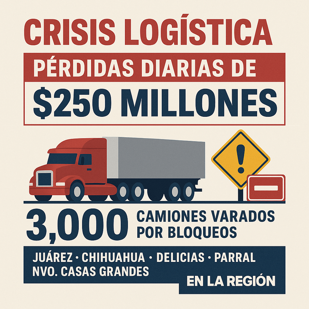 CANACINTRA Chihuahua lanza llamado urgente ante crisis logística: pérdidas superan 250 millones de dólares diarios