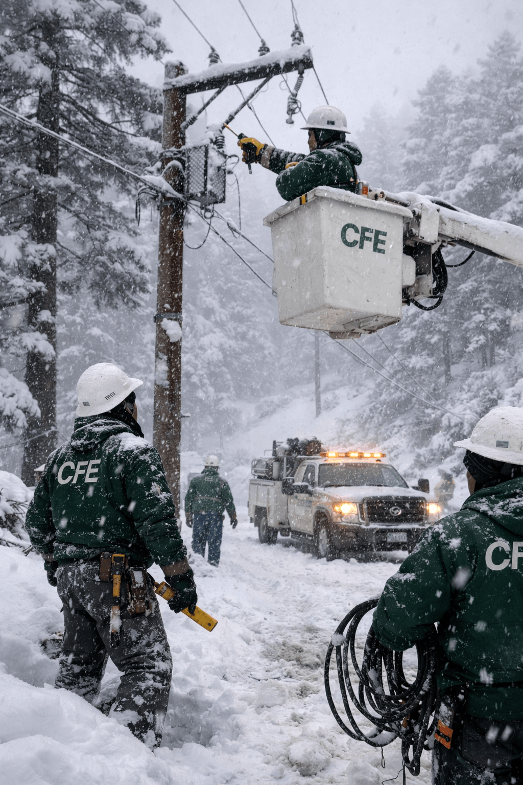 CFE mantiene monitoreo permanente por tormenta invernal “Fern”; servicio eléctrico opera con normalidad