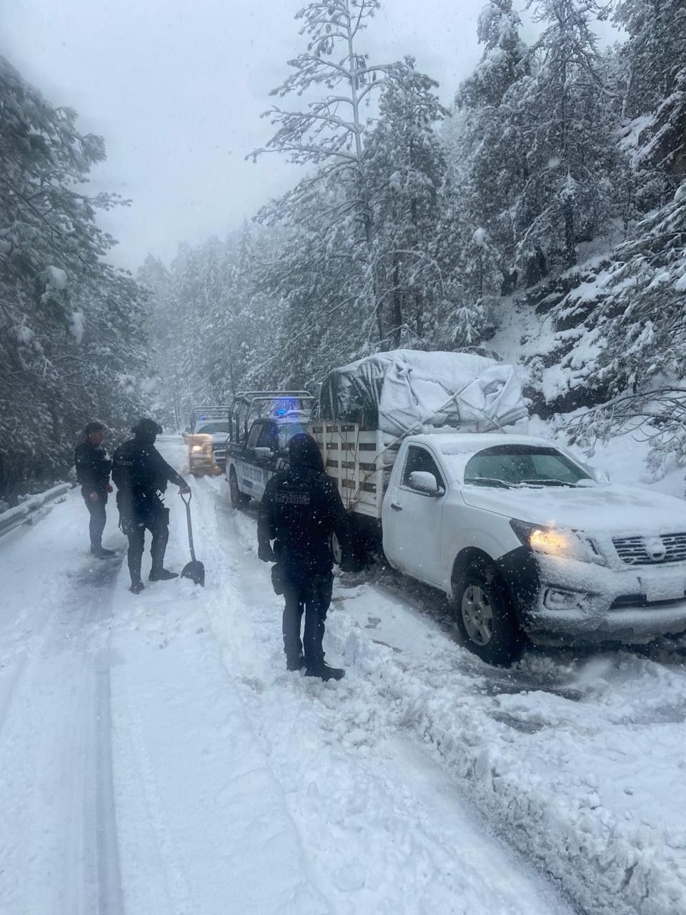 Rescata SSPE a cuatro mujeres y dos menores atrapados por la nieve en Guadalupe y Calvo
