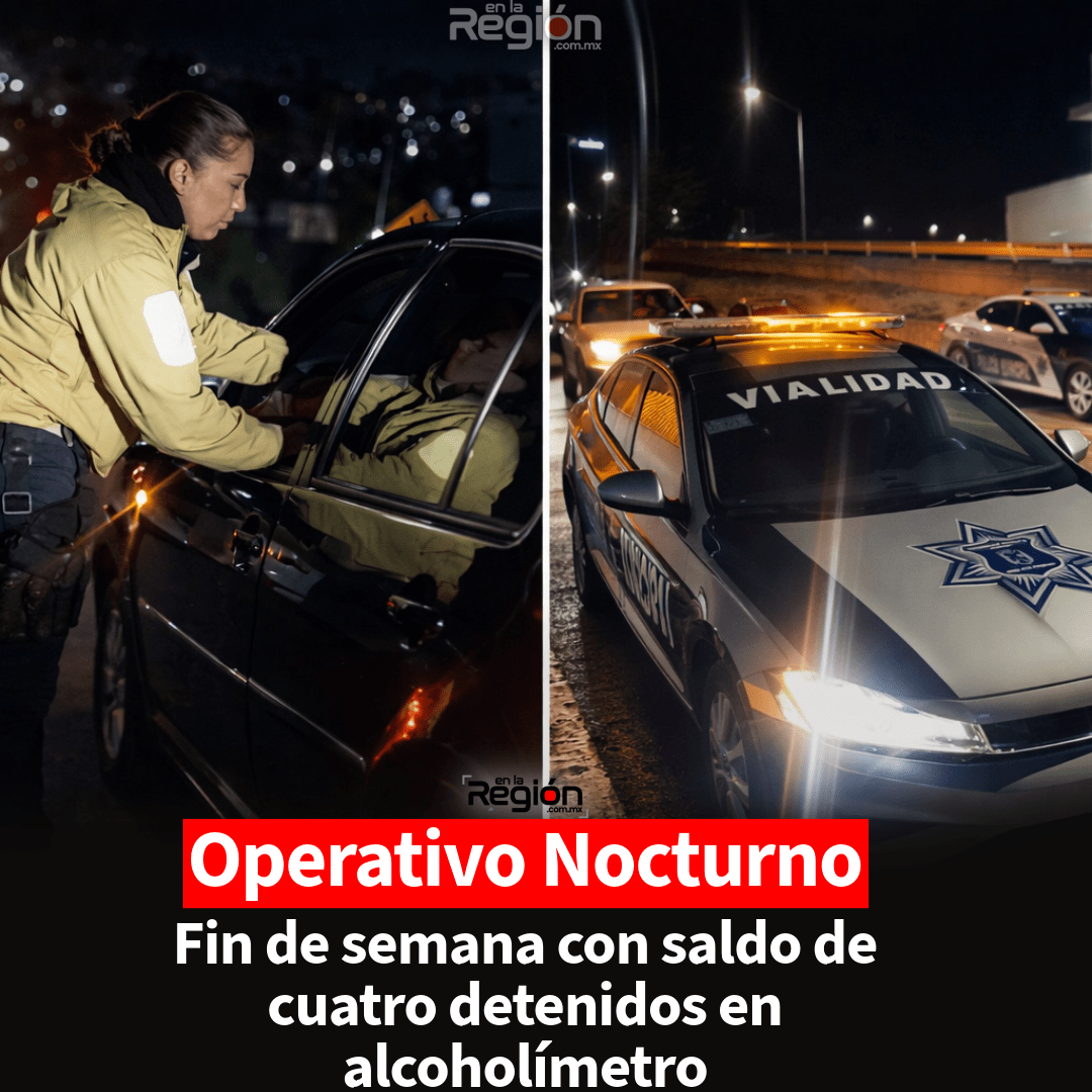 Cuatro detenidos en operativo de alcoholímetro; tres más fueron infraccionados