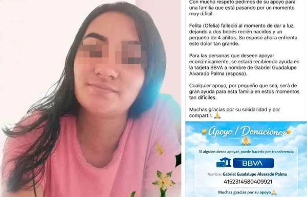 Piden apoyo para hijos de joven que murió tras dar a luz a gemelos en Parral