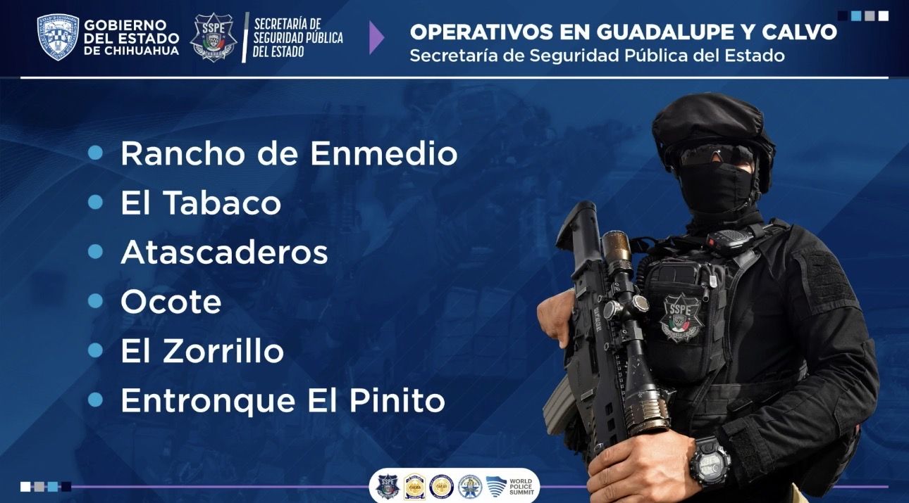 Golpe a la delincuencia organizada: operativos de la SSPE sacuden Guadalupe y Calvo y Guachochi