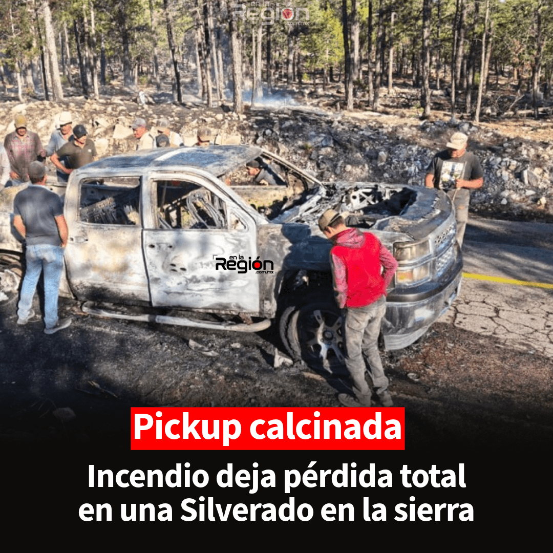 Voraz incendio consume pickup sobre tramo carretero