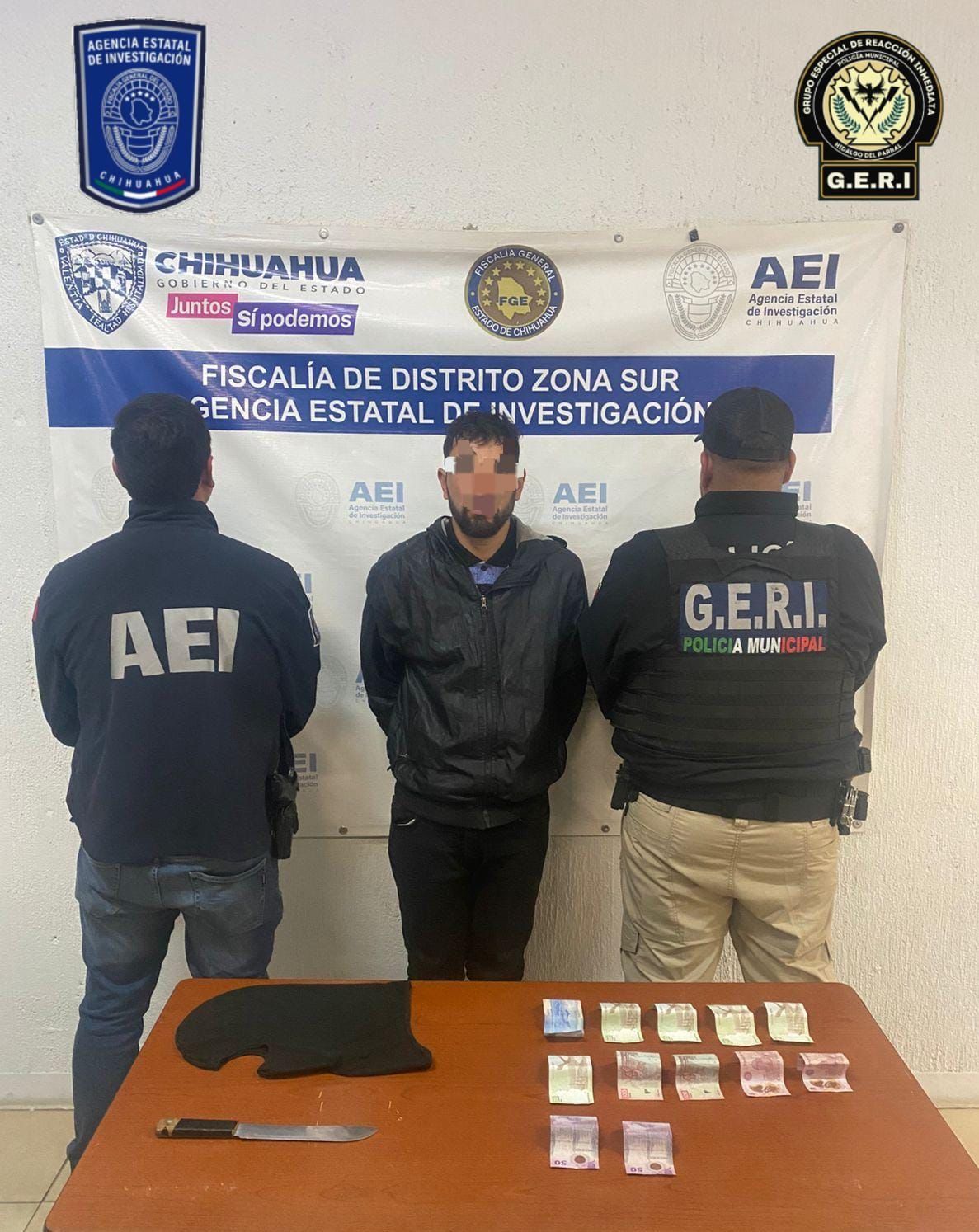 Operativo conjunto permite rápida detención tras asalto a negocio en Parral