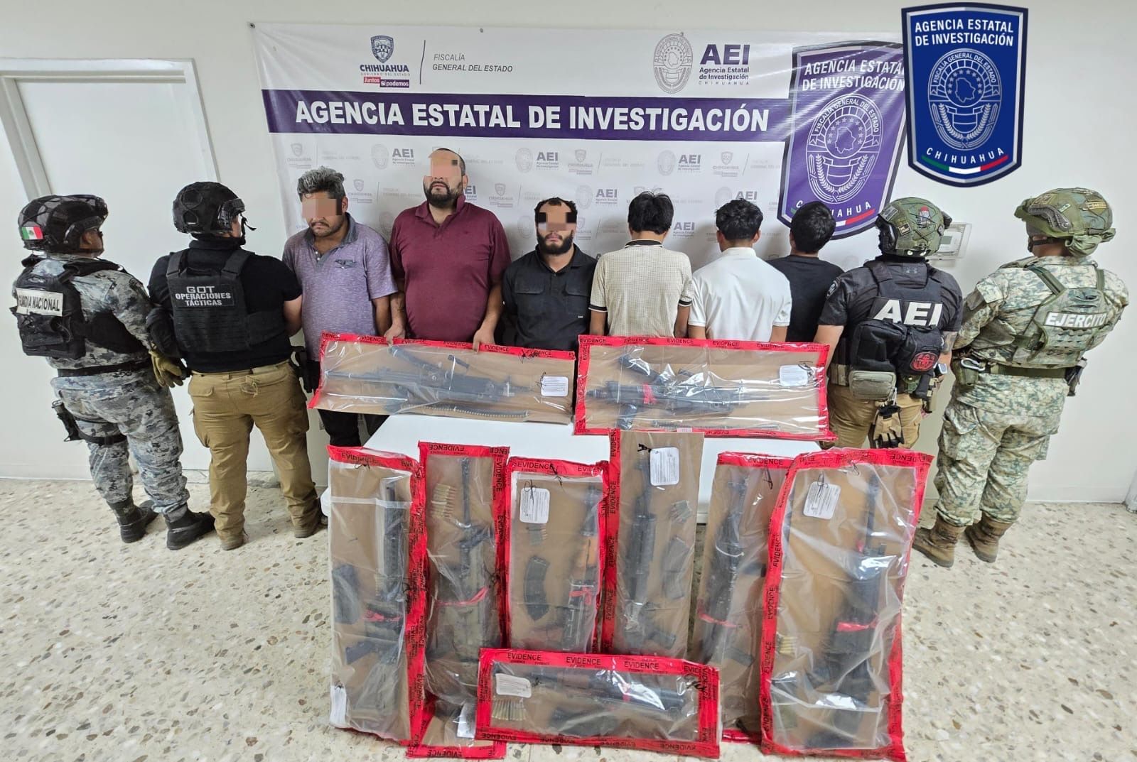 Detienen a seis hombres armados en Aldama; aseguran nueve armas y dos vehículos