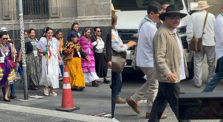 Pueblos indígenas arriban a Palacio Nacional para el Segundo Informe