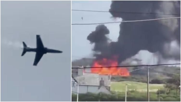 Captan momento en que avión militar se estrella en Reino Unido