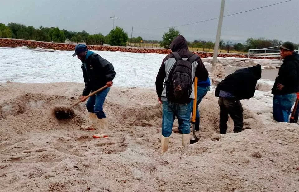 Sorprende fuerte granizada a Guerrero; cubre de hielo a Rancho Guadalupe